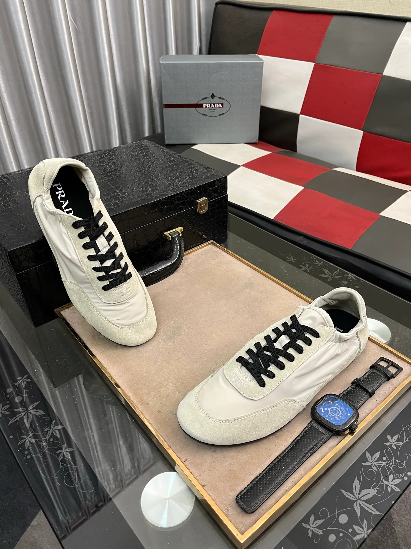 Men's shoes 💰500⌚️⌚️【PRADA】Prada - high-end quality original order 🔍🔍🔍 casual sports shoes - Upper: 🔝Nappa calfskin, brand high mercerized canvas, shoe body brand metal fasteners, tongue silk screen brand logo - Lining: water-dyed cowhide - Outsole: ultra-light TPU foam; molded outsole -Ultra-high quality control and fine workmanship: outstanding (high-end, extravagance, class) -Size: 38-446️⃣colors available